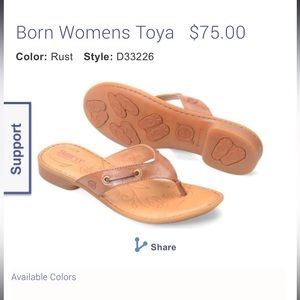 Born toya rust flip flops size 9